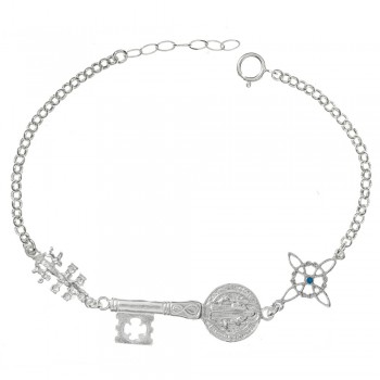 Pulsera triple amuleto protector Plata de Ley - Karissma