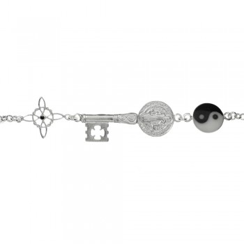Pulsera Nudo de Bruja & San Benito & Yin Yang Plata de Ley - Karissma 2