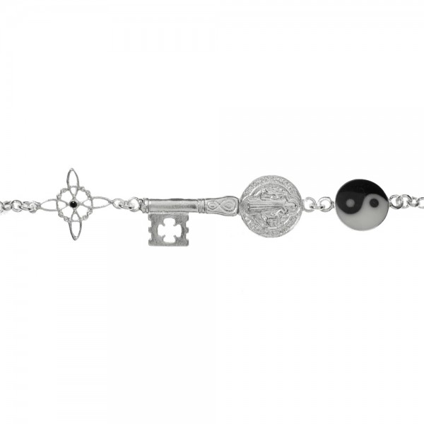 Pulsera Nudo de Bruja & San Benito & Yin Yang Plata de Ley - Karissma