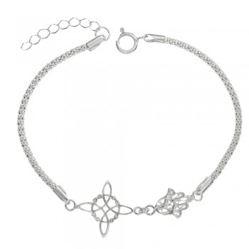 Pulsera nudo de bruja & mano de Fátima Plata de Ley - Karissma