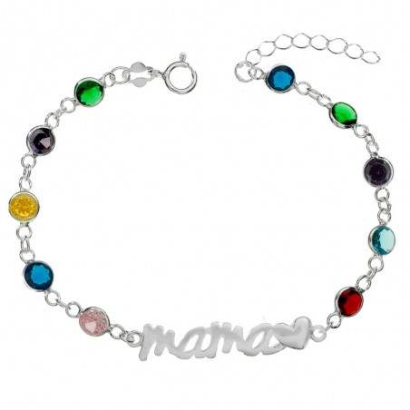 Pulsera Mamá con corazón Plata de Ley - Karissma