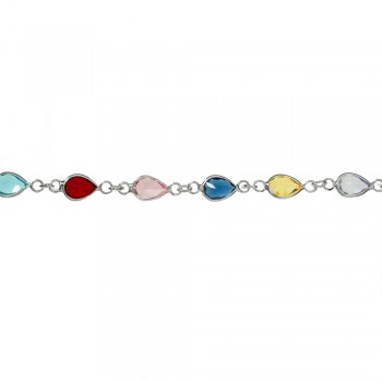 Pulsera gotas de cristales de colores Plata de Ley - Karissma 2