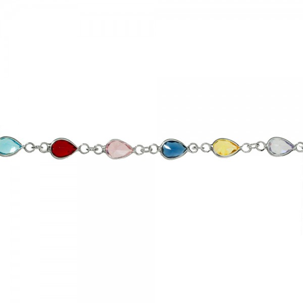 Pulsera gotas de cristales de colores Plata de Ley - Karissma