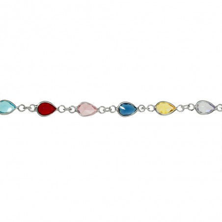 Pulsera gotas de cristales de colores Plata de Ley - Karissma