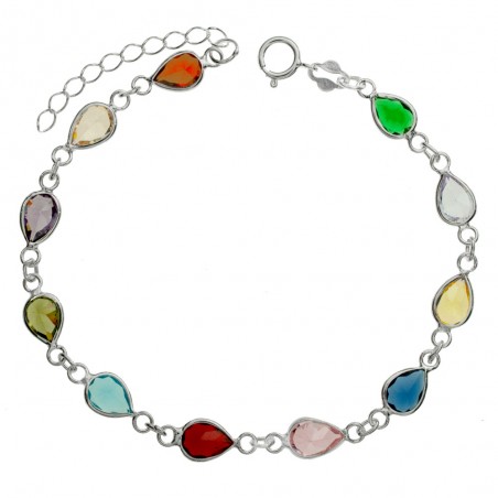 Pulsera gotas de cristales de colores Plata de Ley - Karissma