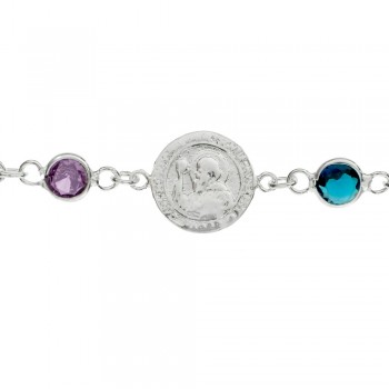 Pulsera San Benito con cristales de colores Plata de Ley - Karissma 2