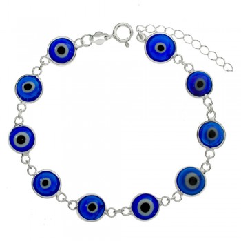 Pulsera ojo turco azul Plata de Ley - Karissma