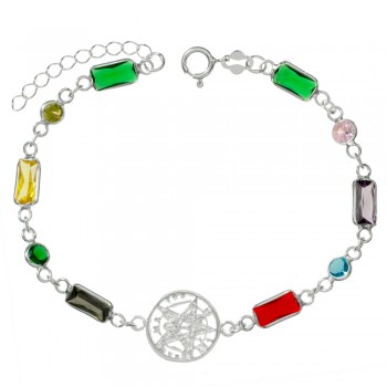 Pulsera tetragrámaton cristales de colores Plata de Ley - Karissma