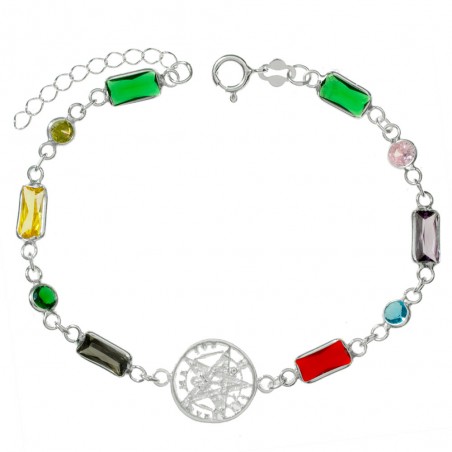 Pulsera tetragrámaton cristales de colores Plata de Ley - Karissma