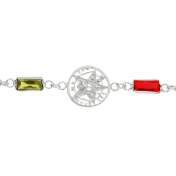 Pulsera tetragrámaton cristales de colores Plata de Ley - Karissma 2