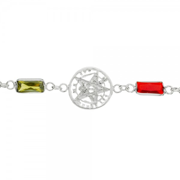 Pulsera tetragrámaton cristales de colores Plata de Ley - Karissma