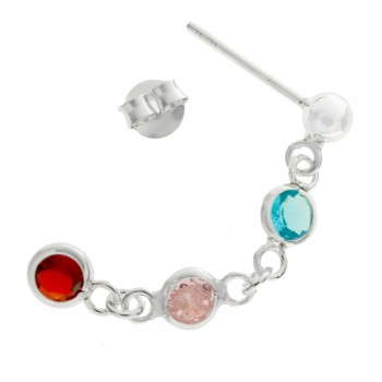 Pendientes largos con cristales de colores Plata de Ley - Karissma 2