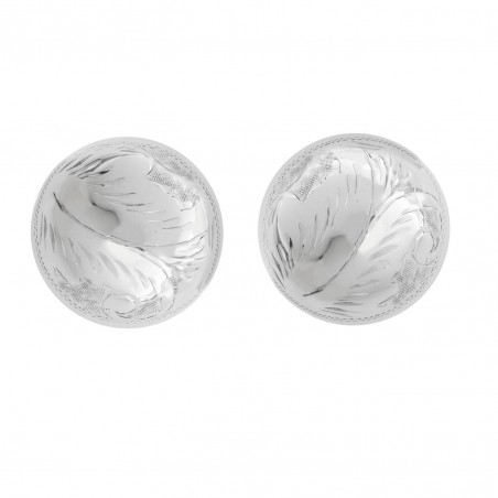 Pendientes Media Bola Labrada Plata de Ley 925 - Karissma
