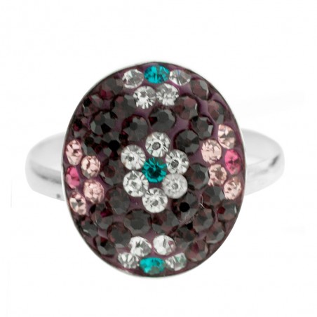 Anillo óvalo flores & brillo Plata de Ley 925 - Karissma