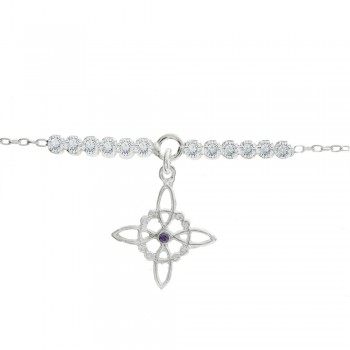 Pulsera Nudo de Bruja colgante brillo Plata de Ley - Karissma 2