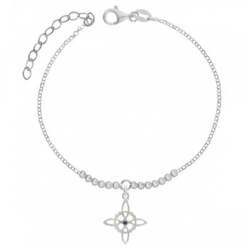 Pulsera Nudo de Bruja colgante brillo Plata de Ley - Karissma