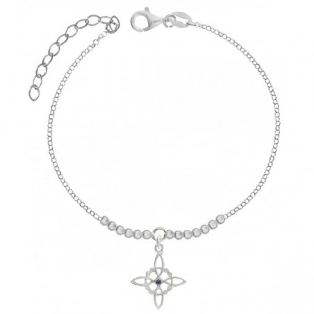 Pulsera Nudo de Bruja colgante brillo Plata de Ley - Karissma