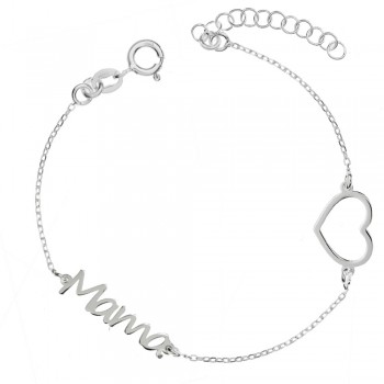 Pulsera Mamá & Corazón calado Plata de Ley - Karissma
