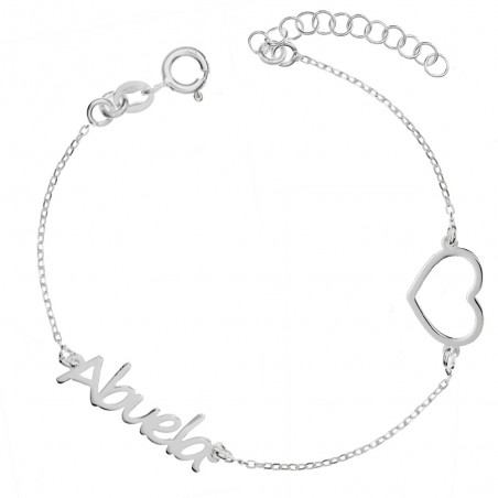 Pulsera Abuela & Corazón calado Plata de Ley - Karissma