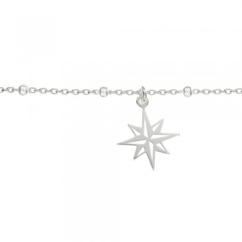 Pulsera de bolitas con rosa de los vientos Plata de Ley - Karissma 2