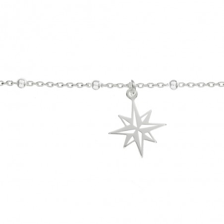 Pulsera de bolitas con rosa de los vientos Plata de Ley - Karissma