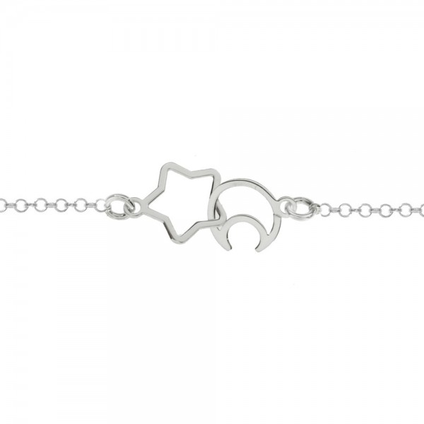 Pulsera luna y estrella entrelazadas Plata de Ley - Karissma