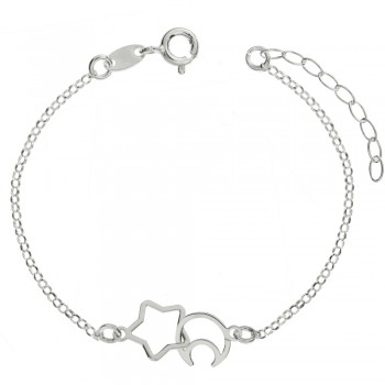 Pulsera luna y estrella entrelazadas Plata de Ley - Karissma