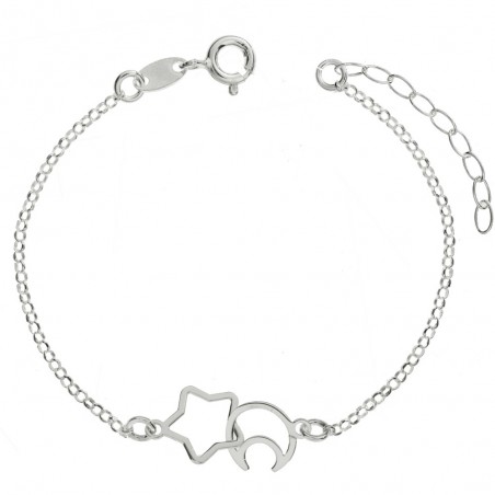 Pulsera luna y estrella entrelazadas Plata de Ley - Karissma