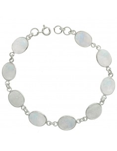 Pulsera eslabón piedra de luna oval Plata de Ley - Karissma