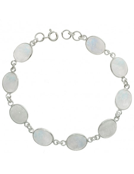 Pulsera eslabón piedra de luna oval Plata de Ley - Karissma