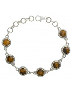 Pulsera eslabón piedra redonda facetada Plata de Ley - Karissma 2