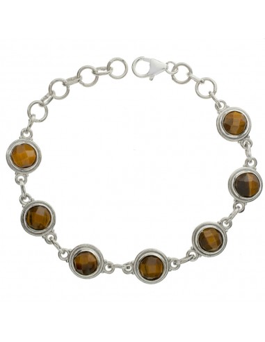 Pulsera eslabón piedra redonda facetada Plata de Ley - Karissma