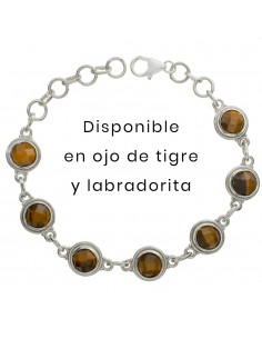 Pulsera eslabón piedra redonda facetada Plata de Ley - Karissma