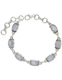 Pulsera étnica piedra de luna Plata de Ley - Karissma