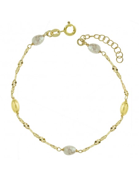 Pulsera dorada con perlas Plata de Ley - Karissma