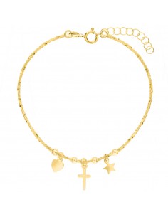 Pulsera dorada semi rígida con colgantes Plata de Ley - Karissma