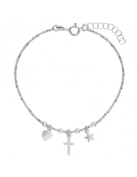 Pulsera semi rígida con colgantes Plata de Ley - Karissma
