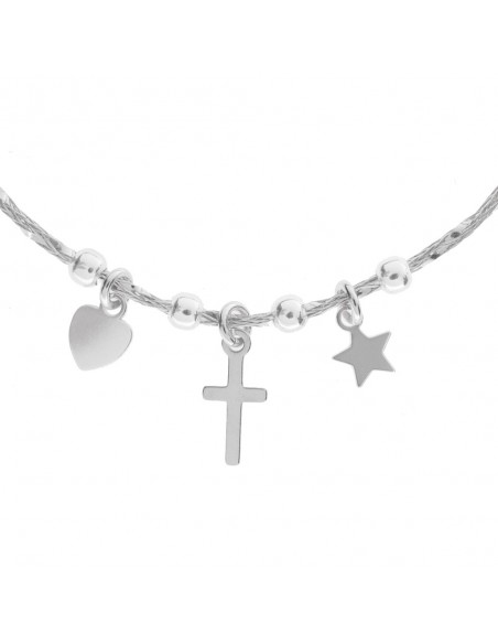 Pulsera semi rígida con colgantes Plata de Ley - Karissma