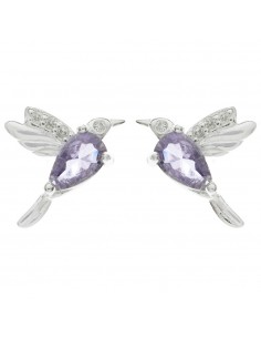 Pendientes colibrí con cristal de colores Plata de Ley - Karissma 2