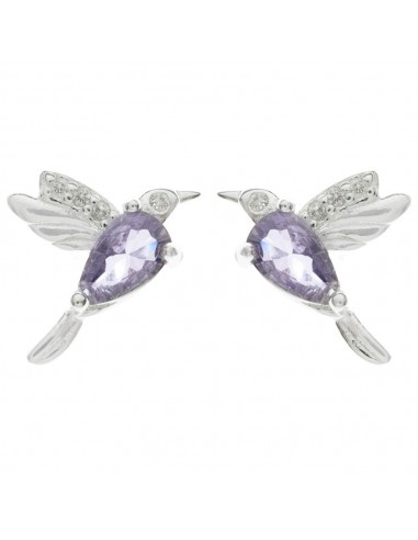Pendientes colibrí con cristal de colores Plata de Ley - Karissma