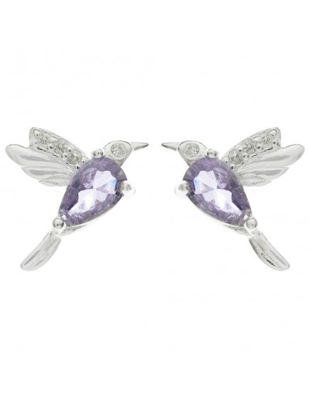 Pendientes colibrí con cristal de colores Plata de Ley - Karissma