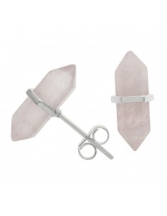 Pendientes punta de cuarzo rosa Plata de Ley - Karissma