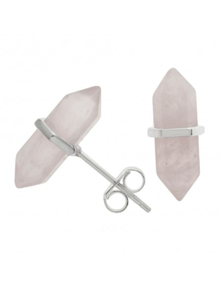 Pendientes punta de cuarzo rosa Plata de Ley - Karissma