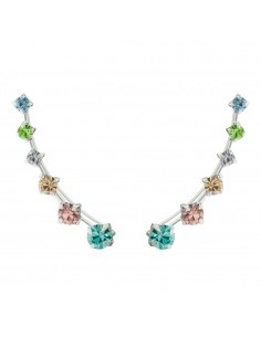 Pendientes trepadores con circonitas multicolor Plata de Ley - Karissma