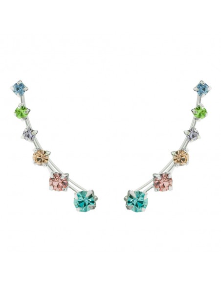 Pendientes trepadores con circonitas multicolor Plata de Ley - Karissma