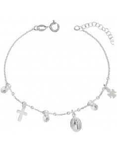 Pulsera virgen Milagrosa & amuletos religiosos Plata de Ley - Karissma