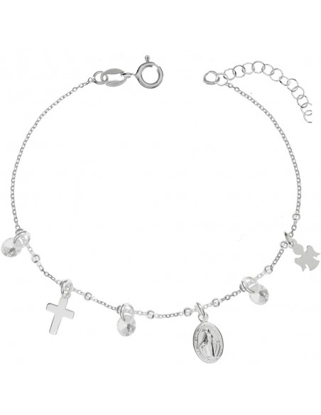 Pulsera virgen Milagrosa & amuletos religiosos Plata de Ley - Karissma