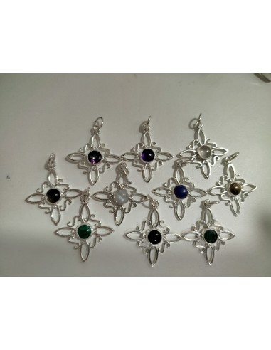 Collar amuleto nudo de bruja con piedra lapislázuli y prestación para signos del zodiaco de aire fabricado en Plata de Ley