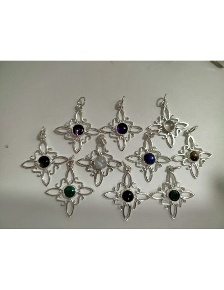 Collar amuleto nudo de bruja con piedra lapislázuli y prestación para signos del zodiaco de aire fabricado en Plata de Ley