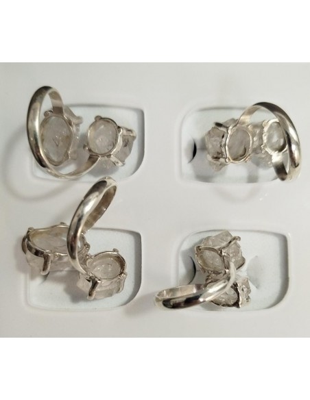 Anillo diamante Herkimer ajustable Plata de Ley